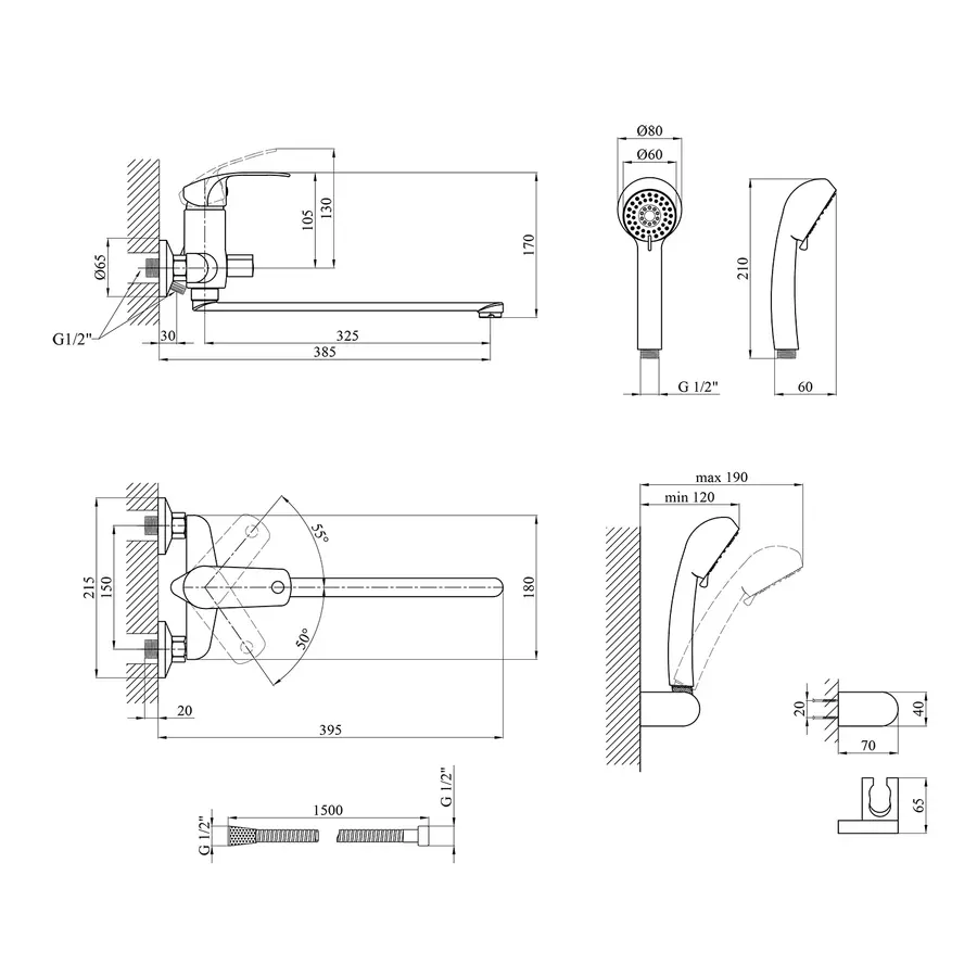 Змішувач для ванної Kroner KRP Konstante - C072