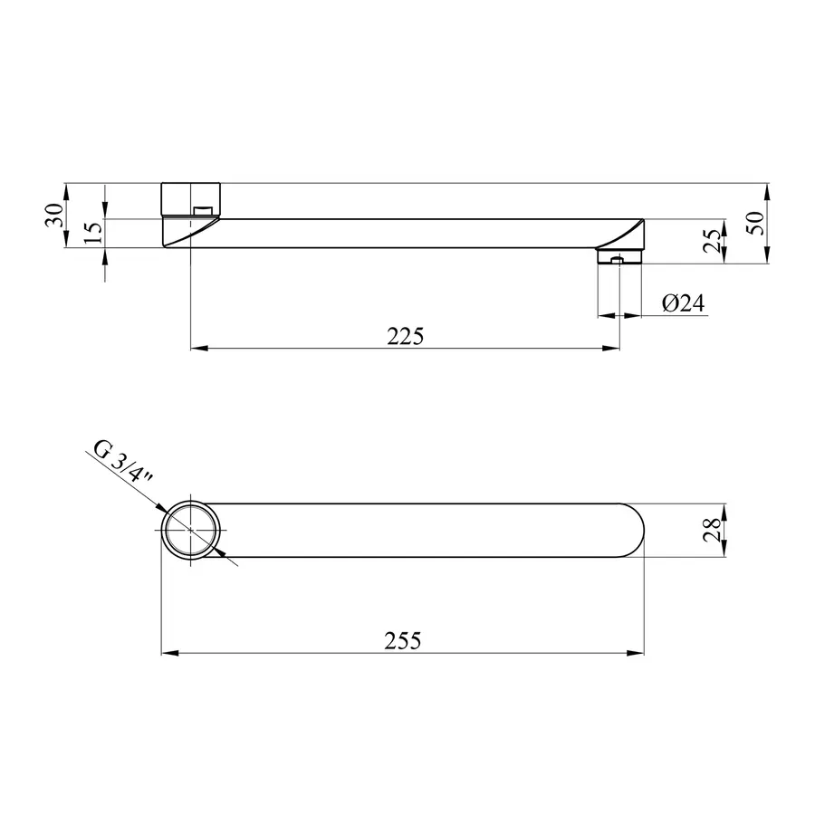 Излив для смесителя плоский Kroner KRM - C825 25 см