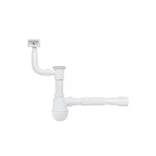 Сифон для кухонной мойки KronoPlast 1 1/2''х40 мм с резьбовым выпуском, с квадратным переливом SM26010343<br>