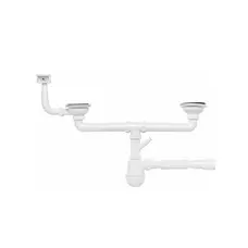 Сифон двойной для кухонной мойки KronoPlast 3 1/2''х40 мм резьбовыми выпусками, с квадратным переливом SM45720343
