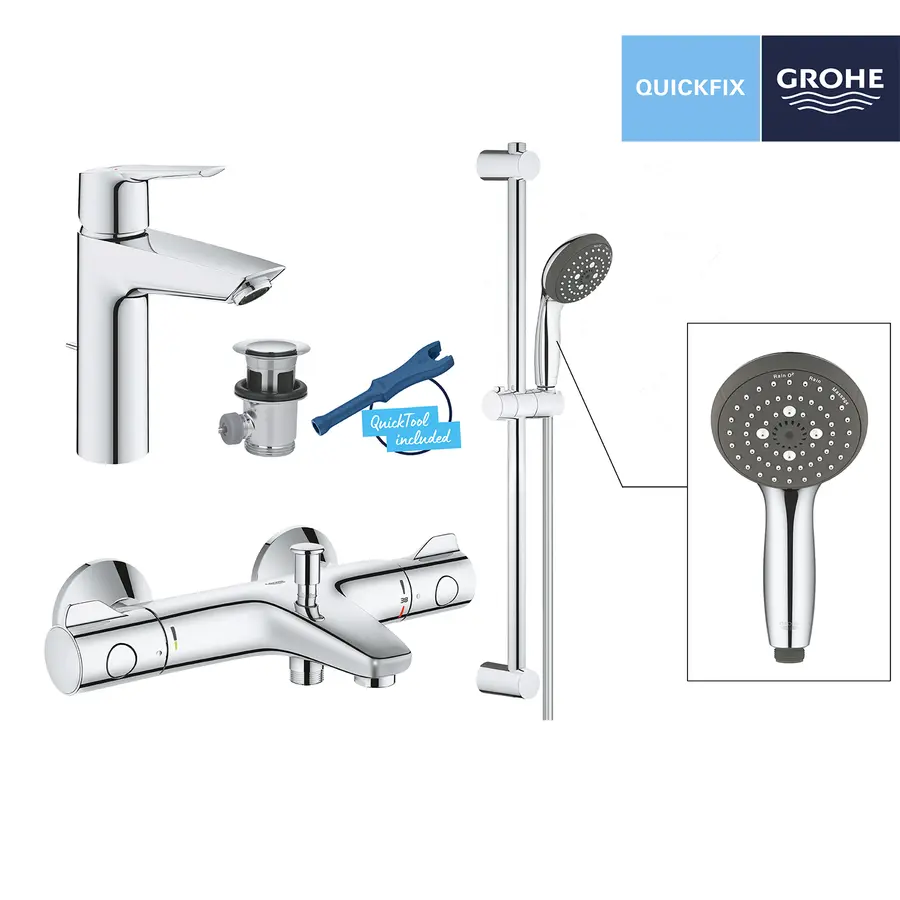 Набір змішувачів 3 в 1 для ванної кімнати Grohe QuickFix Start S-Size UA202304TS