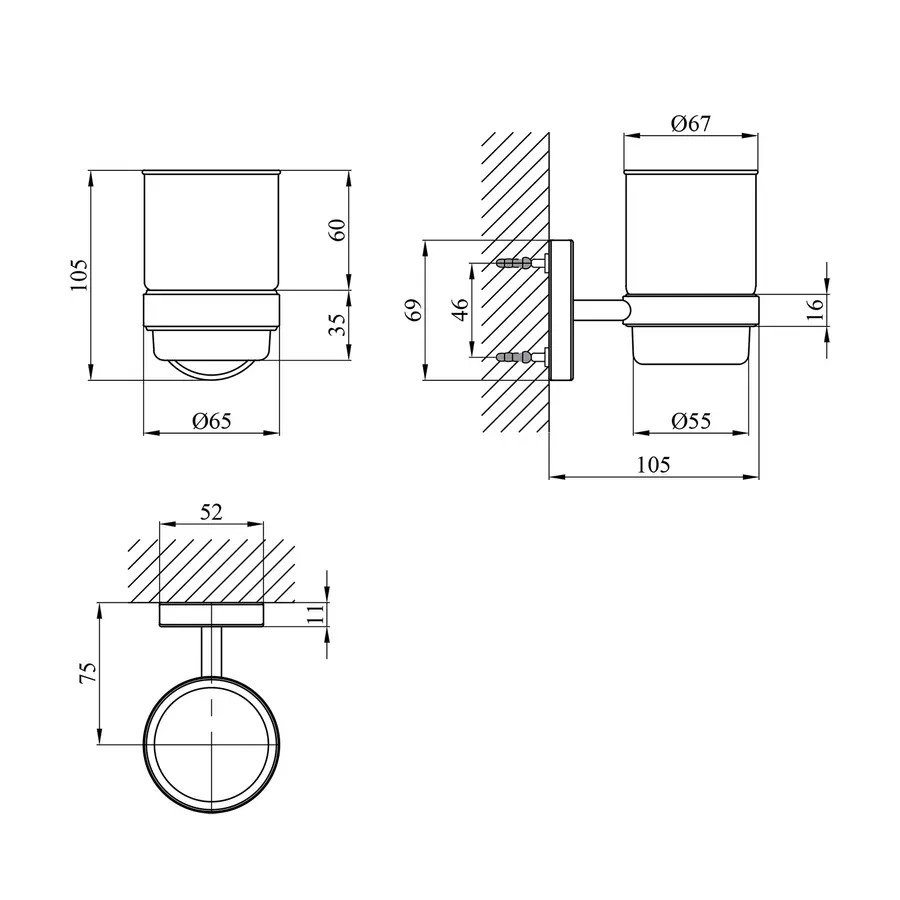 Стакан для ванной комнаты Kroner KRM Elbe - ACG2906