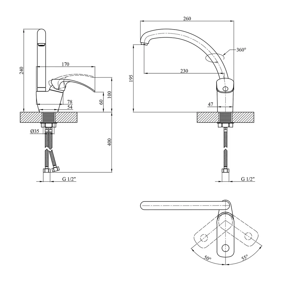 Смеситель для кухни Kroner KRP Konstante - C032
