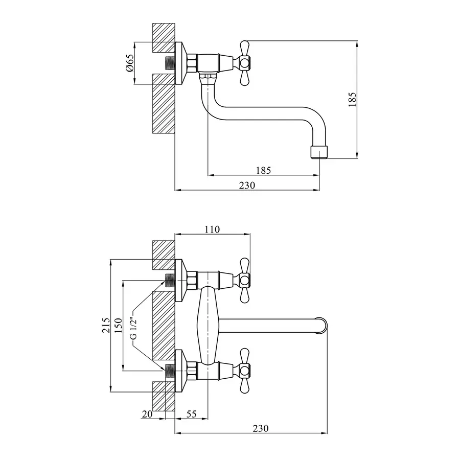 Смеситель для кухни настенный Agua Toledo C040
