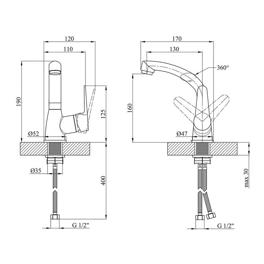 Смеситель для кухни Kroner KRM Elbe - C031