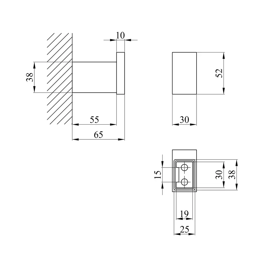 Крючок для ванной комнаты Kroner KRP Edelstahl Kubus - SCH3905-1