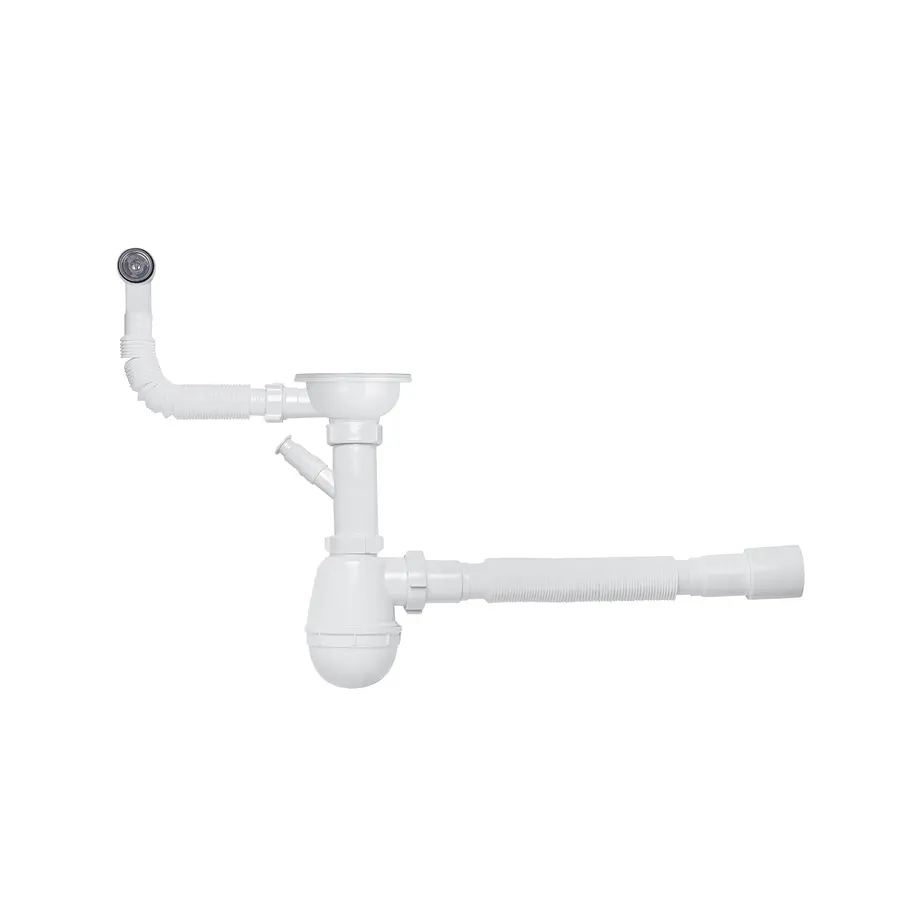 Сифон для кухонной мойки KronoPlast 3 1/2''х40 мм с отводом для стиральной машины SY27020243<br>