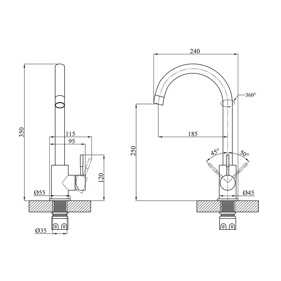 Змішувач для кухні Agua Acero-INOX035