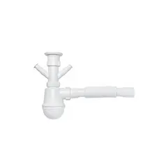 Сифон для кухонной мойки KronoPlast 1 1/2''х40 мм с резьбовым выпуском, отводом для стиральной/посудомоечной машины SM14030042<br>