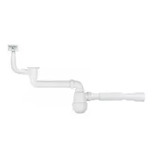 Сифон для кухонной мойки KronoPlast 1 1/2''х40 мм с резьбовым выпуском, смещенный с прямоугольным переливом SM86010343<br>