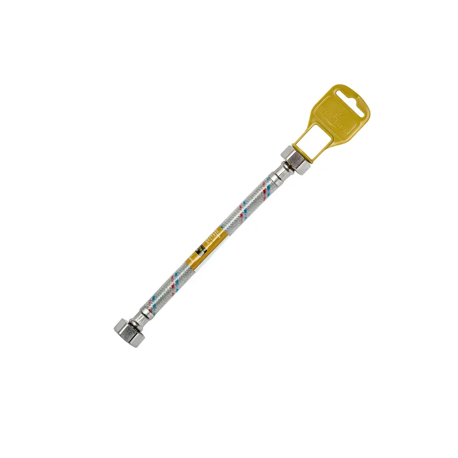 Гнучка підводка для підключення води Kroner KRM-50 1/2"х1/2" ВВ в нейлоновому обплетенні покритому ПВХ