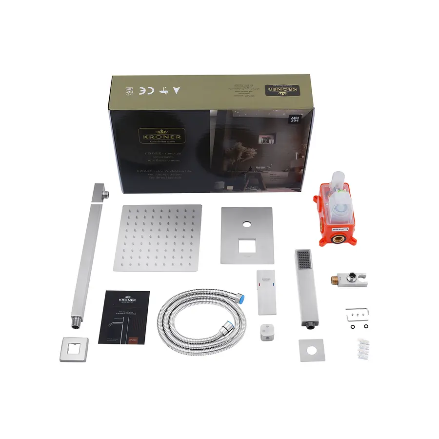 Душевая система скрытого монтажа Kroner KRP Edelstahl Kubus - ESG082