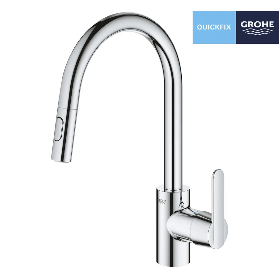 Змішувач одноважільний для кухонної мийки з витяжною лійкою Grohe QuickFix Get 31484001