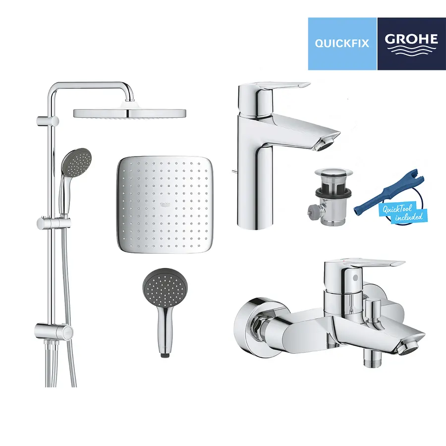 Набір змішувачів 3 в 1 для ванної кімнати Grohe QuickFix Start M-Size UA202305RM