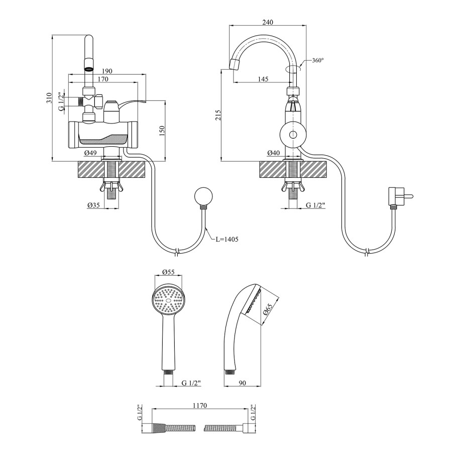 Проточный водонагреватель Kroner KRM Volt – CW191MDS с дисплеем