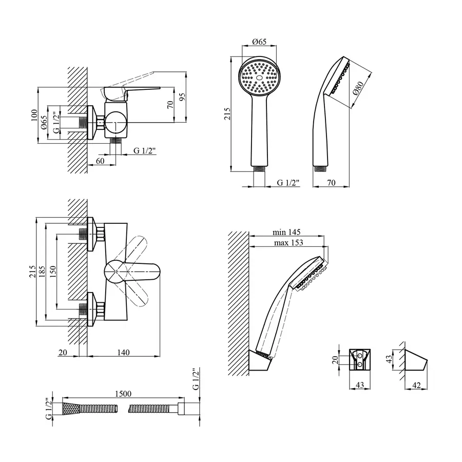 Змішувач для душу Kroner KRM Elbe - C050