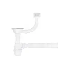 Сифон для кухонной мойки KronoPlast 3 1/2''х40 мм с резьбовым выпуском, с квадратным переливом SM27010343 (EM1050)<br>