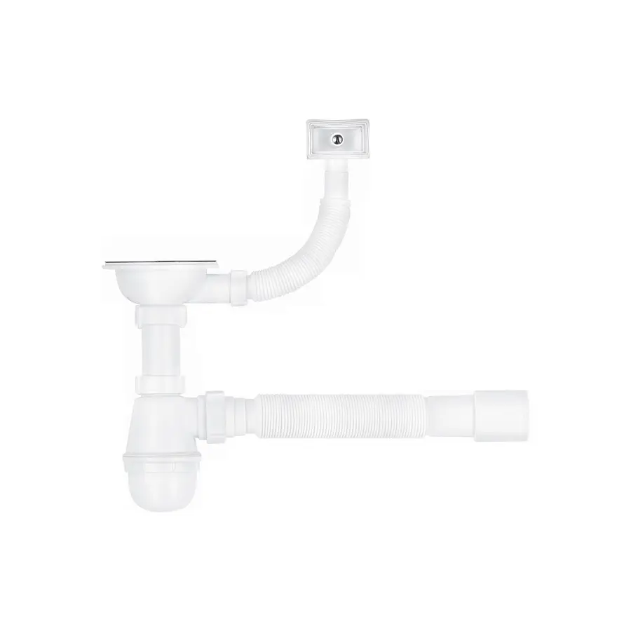 Сифон для кухонной мойки KronoPlast 3 1/2''х40 мм с резьбовым выпуском, с квадратным переливом SM27010343 (EM1050)<br>