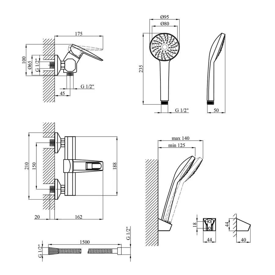 Змішувач для душу Kroner KRM Kante - C050