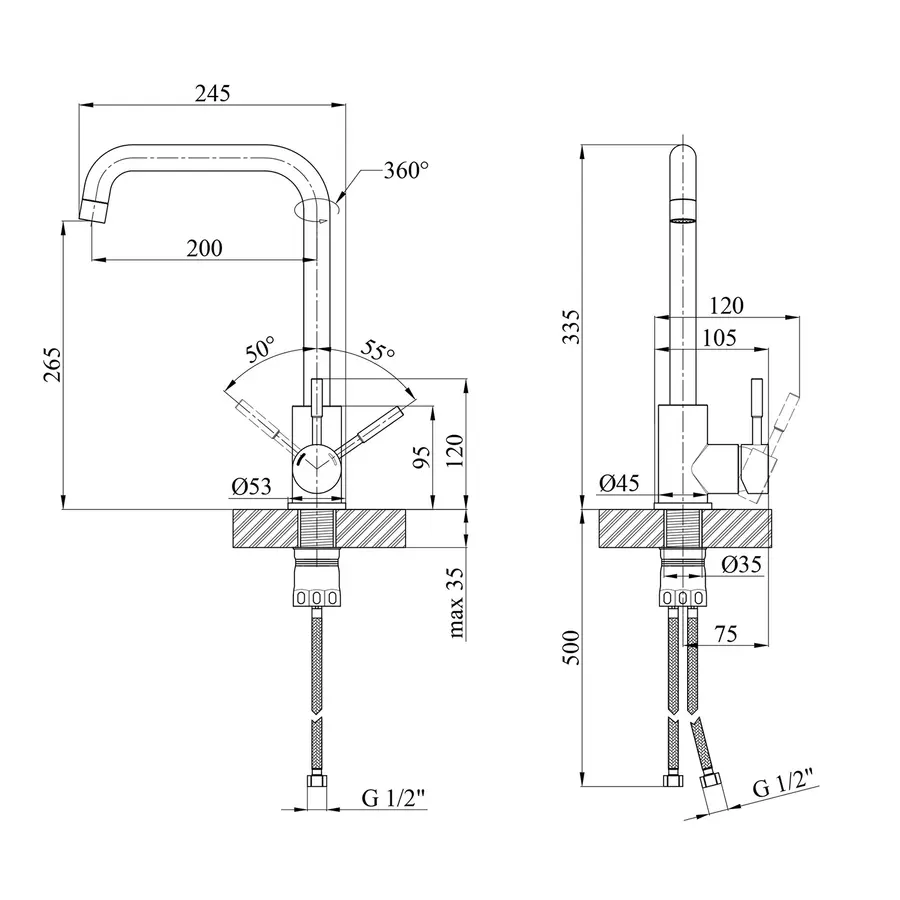 Змішувач для кухні Kroner KRP Edelstahl Klassisch-ESG037