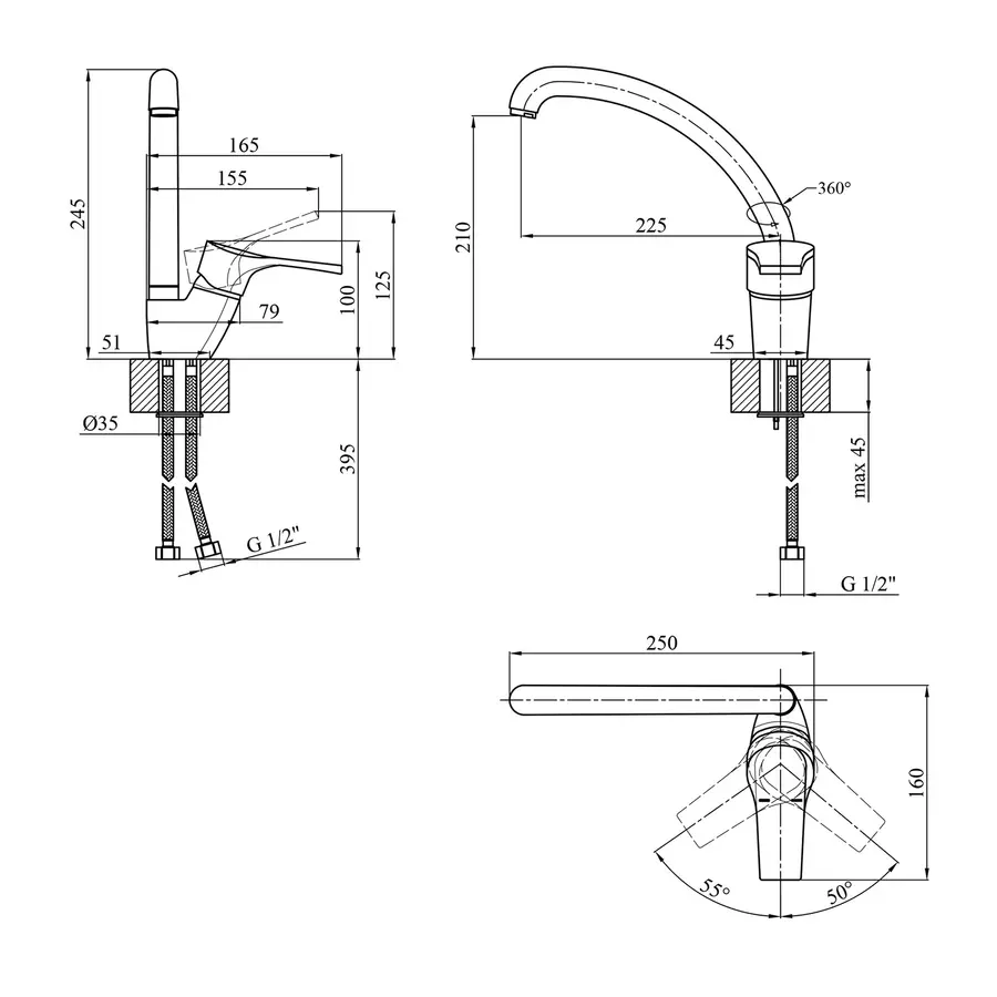 Змішувач для кухні Kroner KRP Bayern-С030