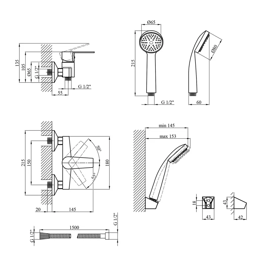 Змішувач для душу Kroner KRM Oker - C050