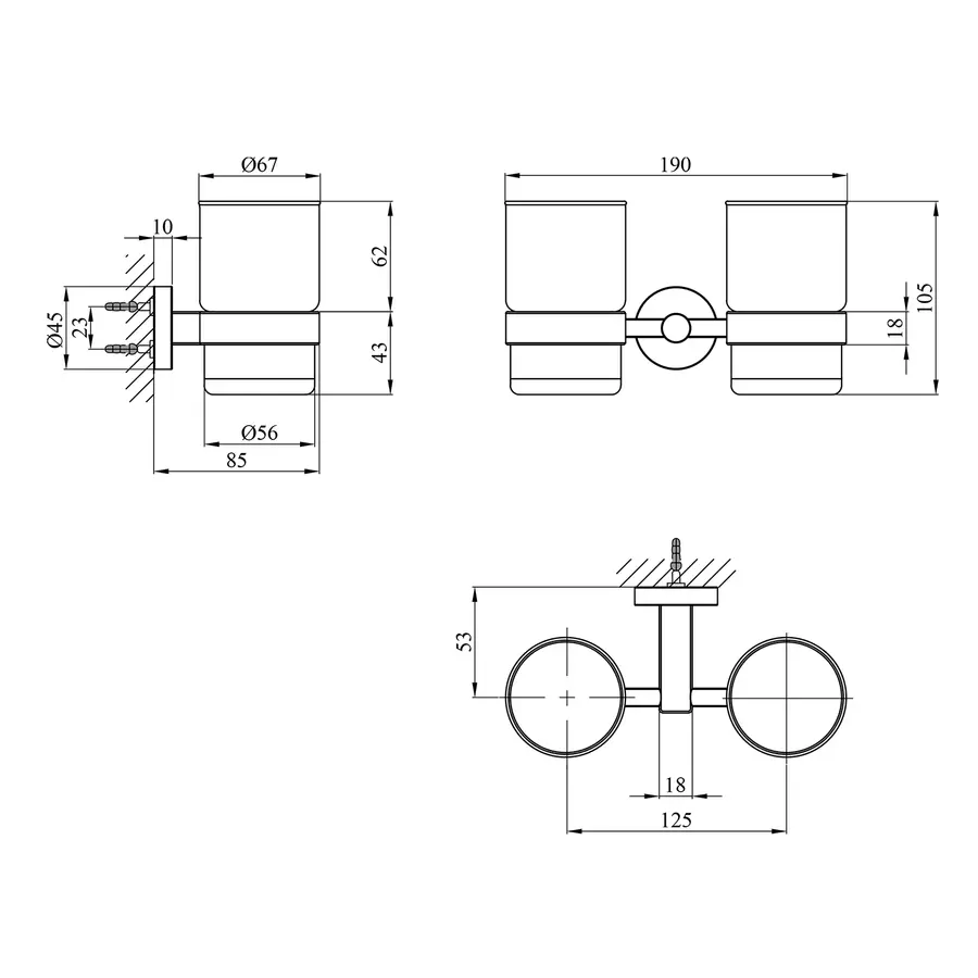 Стакан двойной для ванной комнаты Kroner KRP Edelstahl Klassisch - ESG3708