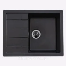 Гранитная мойка для кухни Platinum 6550 LOTOS глянец Черная GOLD