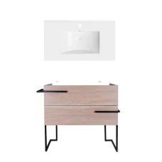 Комплект Qtap тумба підлогова Taurus 800х800х437 мм Whitish oak + раковина урізна Albatross QT71TA44013