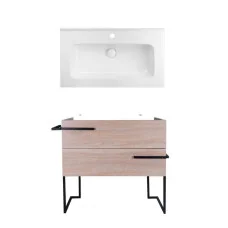 Комплект Qtap тумба підлогова Taurus 800х800х437 мм Whitish oak + раковина урізна Albatross 01 QT71TA44014