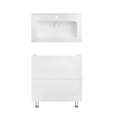Комплект Qtap тумба підлогова Tern 800х725х437 мм White + раковина урізна Albatross 01 QT71TE44093