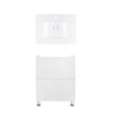 Комплект Qtap тумба підлогова Tern 600х725х437 мм White + раковина урізна Albatross QT71TE44084