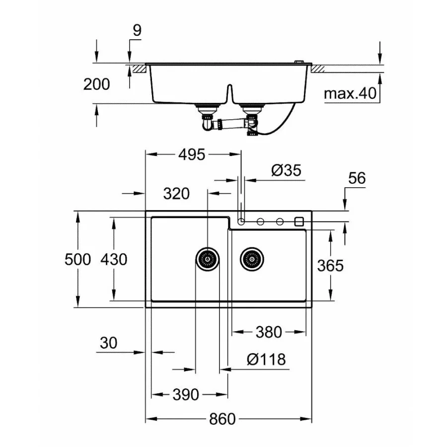 Кухонная гранитная мойка Grohe Sink K500 31649AP0
