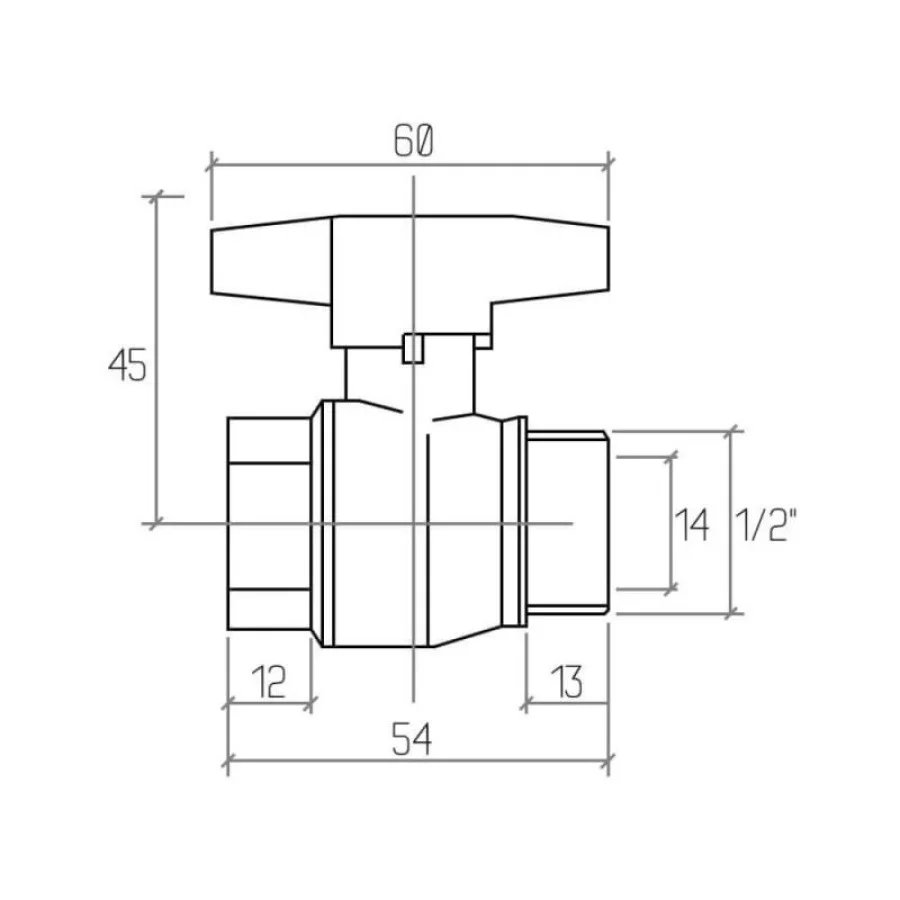 Кран кульовий Rastelli Nova Plus 1/2" ВЗ (метелик) Арт. 451