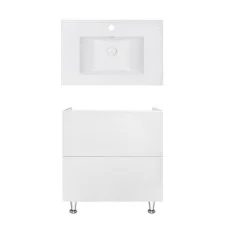 Комплект Qtap тумба підлогова Tern 800х725х437 мм White + раковина урізна Albatross E QT71TE44095