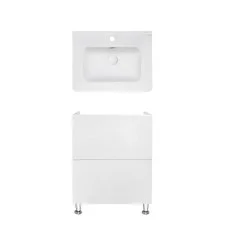Комплект Qtap тумба підлогова Tern 600х725х437 мм White + раковина урізна Albatross 9H QT71TE44086