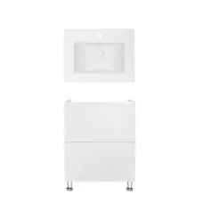 Комплект Qtap тумба підлогова Tern 600х725х437 мм White + раковина урізна Albatross E QT71TE44087