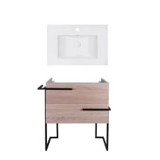 Комплект Qtap тумба підлогова Taurus 700х800х437 мм Whitish oak + раковина урізна Albatross E QT71TA44019
