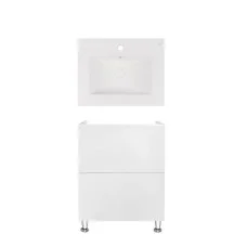 Комплект Qtap тумба підлогова Tern 600х725х437 мм White + раковина урізна Albatross New QT71TE44088