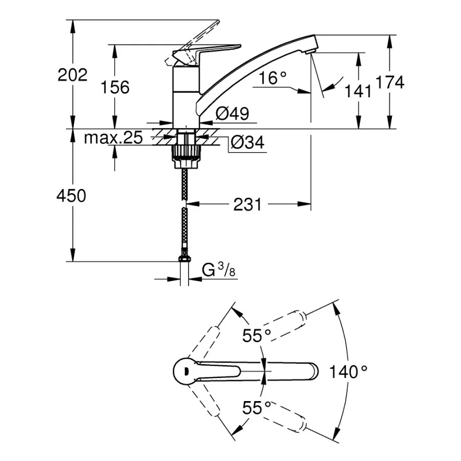 Кухонный смеситель стальной Grohe BauEco 31680000