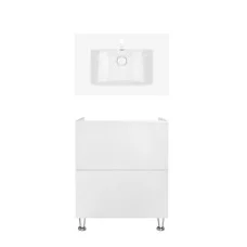 Комплект Qtap тумба підлогова Tern 700х725х437 мм White + раковина урізна Albatross QT71TE44089