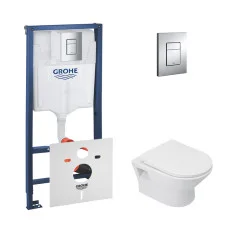 Набор инсталляция 4 в 1 Grohe Rapid SL 38772001 + унитаз с сиденьем Qtap Lark QT0331159W