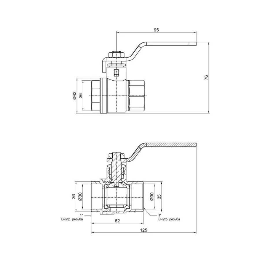 Кран кульовий SD Plus 1" ВР для води (важіль) SD600W25