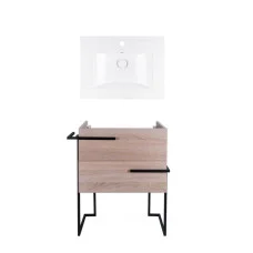 Комплект Qtap тумба підлогова Taurus 600х800х437 мм Whitish oak + раковина урізна Albatross QT71TA44021