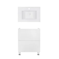 Комплект Qtap тумба підлогова Tern 700х725х437 мм White + раковина урізна Albatross E QT71TE44090